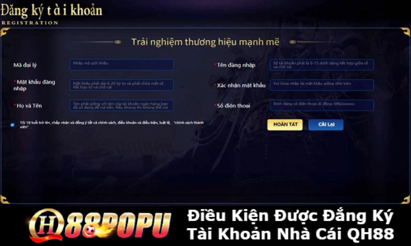 Điều Kiện Được Đăng Ký Tài Khoản Nhà Cái QH88